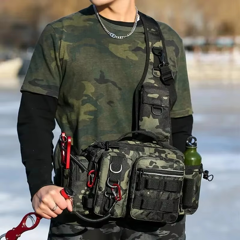 Fishing Backpack - Sac banane tactique d'extérieur pour camping,