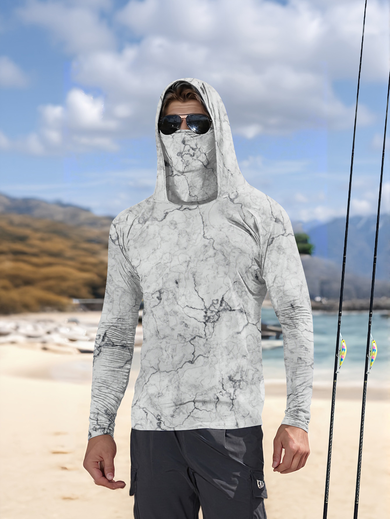 Fishing Shirt Uv Protection - T-shirt de pêche à capuche pour